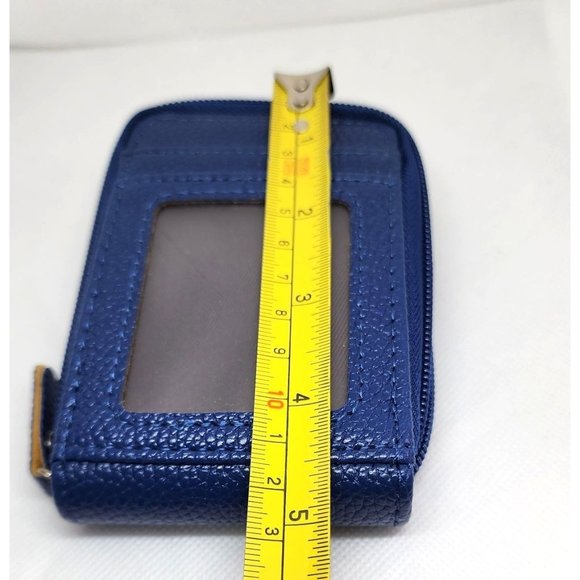 Blue Leather Mini Credit Card Case Card Slot Card Holder Wallet with ID Window - Picture 4 of 15